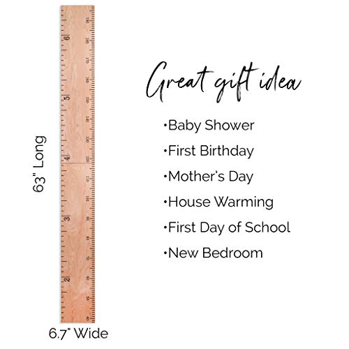 Headwaters Studio Wooden Ruler Growth Chart For Kids + Free Height Measurement Milestone Stickers | Nursery Wall Decor Boys & Girls Room| Natural Schoolhouse Ruler | Made In Usa #TOP5