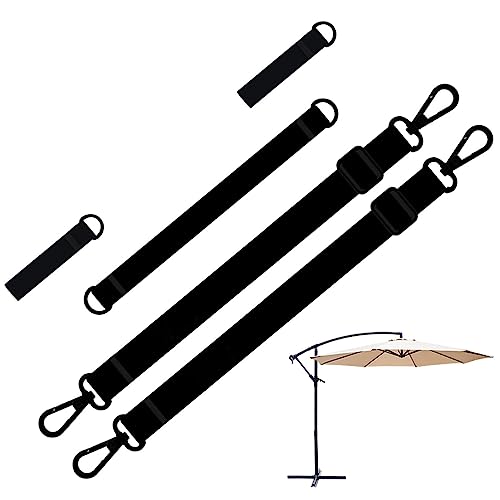 PW TOOLS Parasol, kit Fixation Sangles sécurité Contre Le Vent, 5 pièces Anti-Vent pour parasols en Porte-à-Faux, Sangle Fixe pour parasols, Sangle Fixe Coupe-Vent pour Parasol Jardin