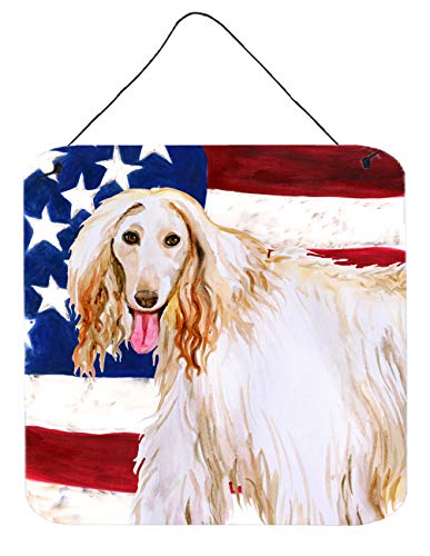 Caroline's Treasures BB9702DS66 Afghan Hound Patriotic Wall or Door Hanging Prints Aluminum Metal Sign Kitchen Wall Bar Bathroom Plaque Home Decor, 6x6, Multicolor
