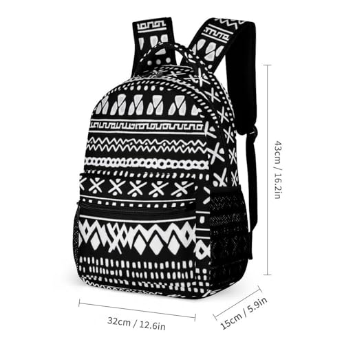 Backpack Lightweight Traditional Ethnic African Mudcloth Pattern Bookbag with Lunch Box Storage Bags Backpack Set Daypack with Lunch Bag and Cosmetic Bag2