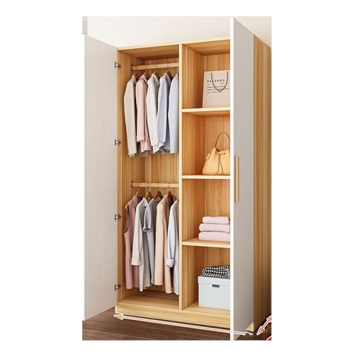 YBNKKUXKN Baldas Armario Armario de Madera de 2 Puertas con Barra para Colgar y Estante de Almacenamiento, práctico Almacenamiento de Ropa Adecuado para Dormitorio, Necesita Montaje Armario Combinado