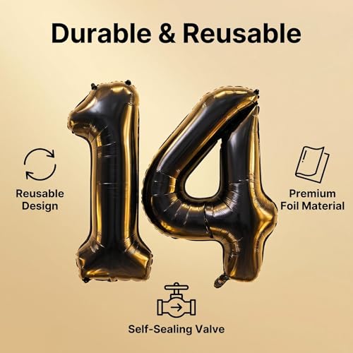 Image of YPSelected 32 Inch Large Foil Helium Number Balloon Birthday Wedding Party 0-9 (Black, 4)