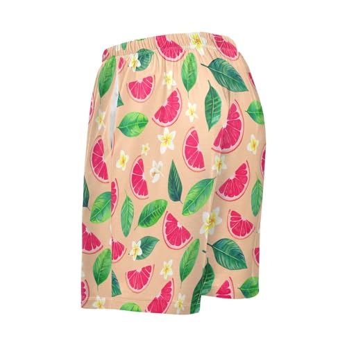 Men's Pajama Shorts Grapefruit Flowers Athletic Pajama Sleep Bottoms with Pockets 23019593