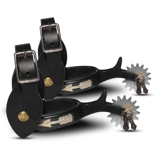 Men's Colorado Inlaid Arrow Spurs With Black Leather Spur Straps #TOP8