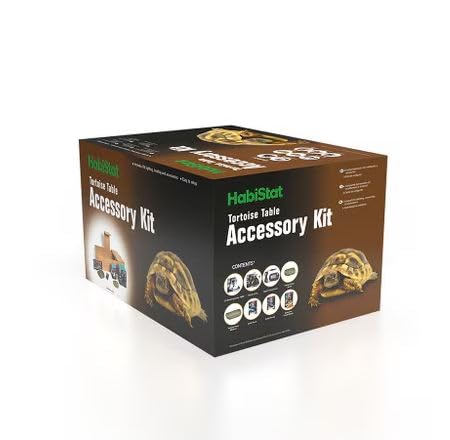 Habistat - Tortoise Table Accessory Kit - Includes Reflector Clamp, UV Basking Lamp, Compact Thermometer, Tortoise Pool x2, Earth Pro-A, Earth Pro CA, Flowerboost & Cleaner - Easy Set Up