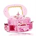 ZHJDX Mädchen Musical Schmuckschatulle, Prinzessin Stil Schmuck-Box, mit Ballerina Mirror 3 Schubladen Ausziehbare Rosa