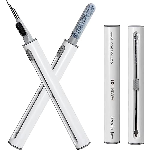 Amathings Airpods Reinigungsset - Multifunktions-Reinigungsstift und Weiche Bürste für Pro/1/2/3, Kopfhörer, Handy, Kamera und USB-C Port - Weiß (1 Stück)