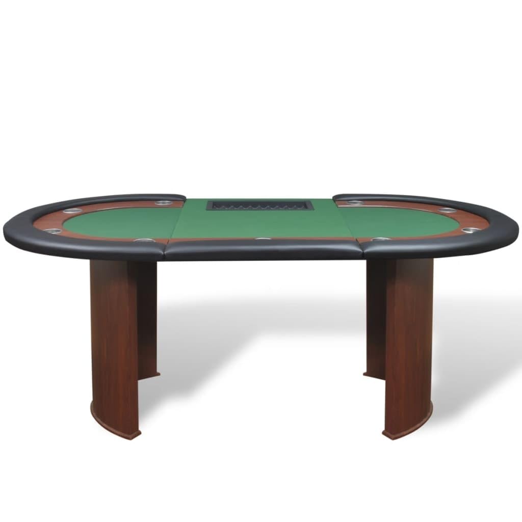 TALCUS Ensemble de meubles Table de poker pour 10 joueurs avec zone de revendeur et plateau à frites Vert