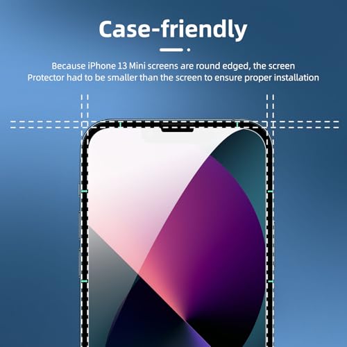 Image of NEW'C 4 Pack, 2 Pack for iPhone 13 Mini Screen Protector + 2 Pack Camera Lens Protector, Sensor Protection,Case Friendly Tempered Glass Film
