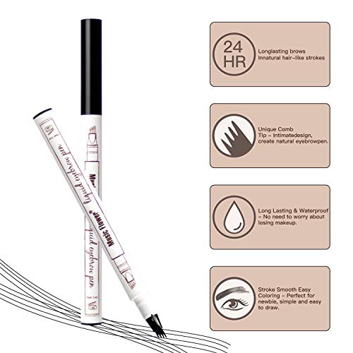 Tattoo Eyebrow Pen With Four Tips Long-Lasting Waterproof Brow Gel And Tint Dye Cream For Eyes Makeup(1#Chestnut) #TOP5