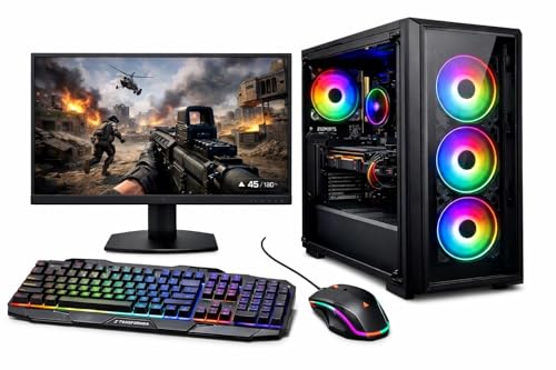 Image of KRYNORCXY Desktop Computer PC Set | Core i5 Processor | 16GB RAM | 512GB SSD | HD Graphics 2000 | RGB 4 Fan Cabinet | 19 Inch LED Monitor | RGB Keyboard Mouse | WiFi | Windows 10 Pro