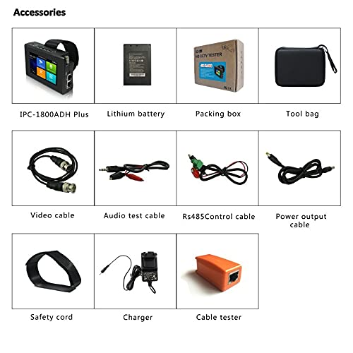 Eversecu 5 In 1 Cctv Tester Support Upt To 4K Ip Camera & 720P/1080P/3Mp/4Mp/5 Megapixel Ahd, Tvi, Cvi & Cvbs Analog Camera, Security Video Monitor With 4" Touch Screen, Poe Out, Wifi Test, Ptz Test #TOP4