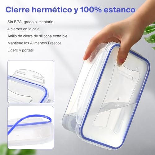 YASHE Recipientes de Plástico Alimentos Herméticos, Juego de 32 Piezas (16 Recipientes con 16 Tapas), Sin BPA Botes Cocina Almacenaje con Tapa, 100% a Prueba de Fugas - imagen 3