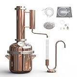 HOOLOO 8L Copper Still-Distillation Equipment for Making Hydrosol Essential Oil, Home Equipment DIY from Herbs, Plants Flowers, can Also Make Gin