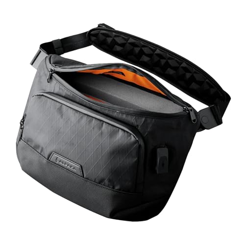 ALPAKA Bravo Sling Max, 8L RFID-Blocking Sling Laptop Bag for Men with Maglockz Buckle, Lockable Zips & External USB Port