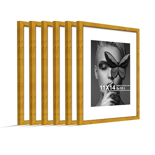 Image of Art Street Premium Photo Frame for living room, Classic Aesthetic Design Photo Frames for Photograph, Art Work, Kids Room Set of 6 (11x14 Inch, Gold)