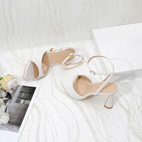 Image of Susanny High Heels for Women Pointed Open Toe Strappy Chunky Block Heels Ankle Strap Stiletto Kitten Heeled Sandals Wedding Bridal Party Prom Sexy Dress Shoes