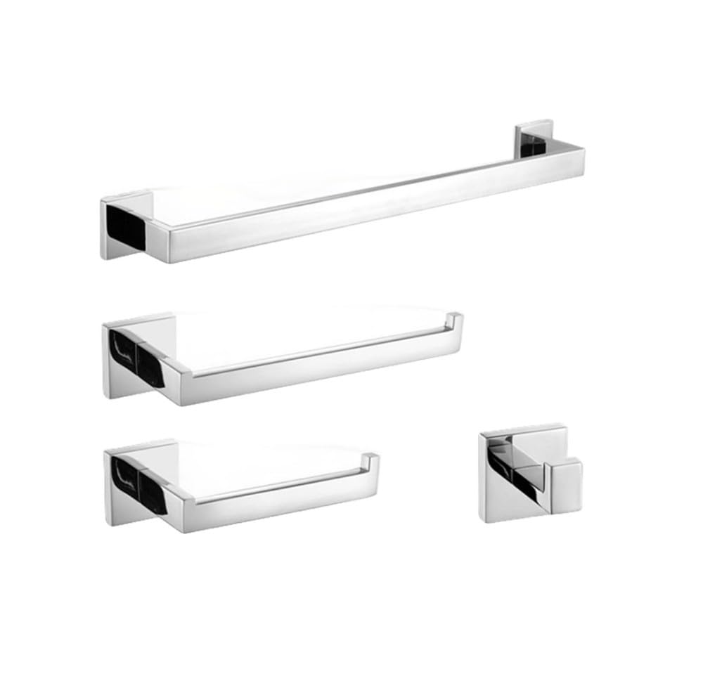 Juego de accesorios de baño cromado de 4 piezas en acero inoxidable