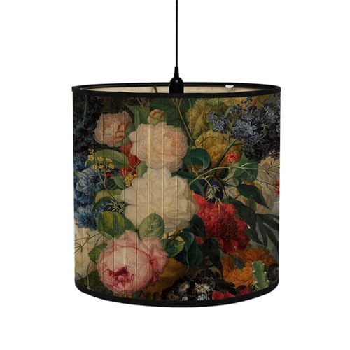 Morbuy Lampenschirm für Tischlampe, Stehlampenschirme aus Bambus mit Vintage-Blumen Muster, Lampenschirme für Deckenleuchte Pendelleuchte Stehlampe Wandleuchte Dekoration (Blumenstrauß)