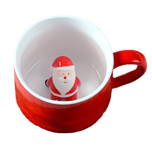 ZaH 3D Mug Animal Inside Cup Cartoon Ceramics Figurine Teacup for Boys Girls Kids Women Men Coffee Mug (10 oz Santa Claus) by ZaH - Used condition - US$8.41