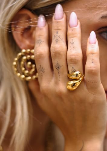 Purelei Swirl Ring – Verstellbarer Statement-Ring aus 14K/18K vergoldetem Edelstahl für Damen, tropfenförmiges Design, wasserfest… – Ansicht 3