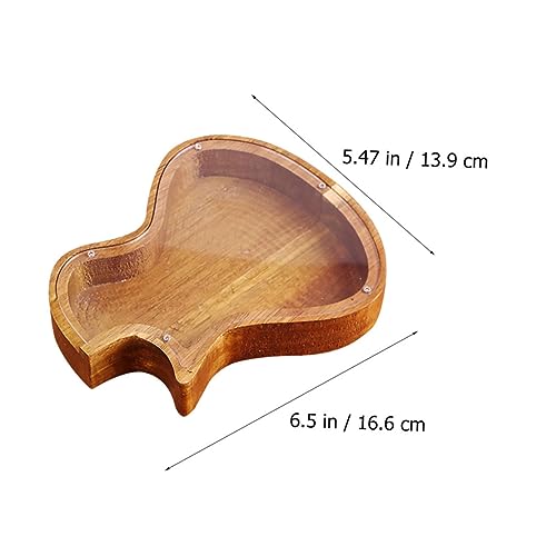 Hucha decorativa con forma de guitarra de madera natural miniatura 2
