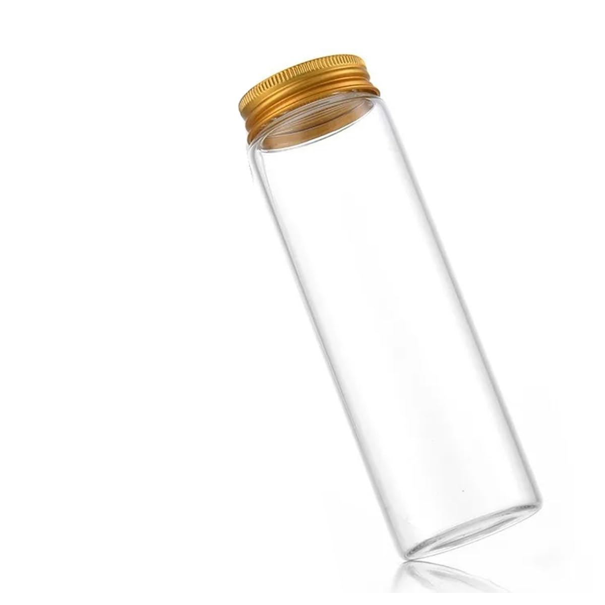 6 Stück 47 mm Glasflaschen, Mini-Fläschchen mit goldenen Aluminium-Schraubdeckeln(240ml 47x180mm)