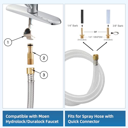 Image of Universal Kitchen Sink Side Sprayer Head with Hose /Holder /Adapters, Chrome