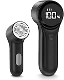 BZGG Levapelucchi Elettrico,Display Digitale LCD,Levapelucchi per 3 Velocità Regolabili, Taglia Pelucchi a 6 Lame per vari Tessuti,Nero