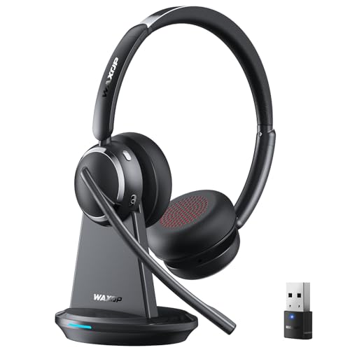 Waxop Wireless Headset with Mic for Work, Bluetooth 6.0 Headset with Microphone for PC, 65H AI Noise...