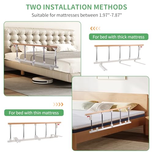 GRLEAYIE Bed Rails for Elderly Adults Safety, Folding Medical Bed Safety Assist Rail Handle, Collapsible Bed Side Grab Rail, for Preventing Falling Out of Bed, for Geriatric Handicap - Thumbnail 4