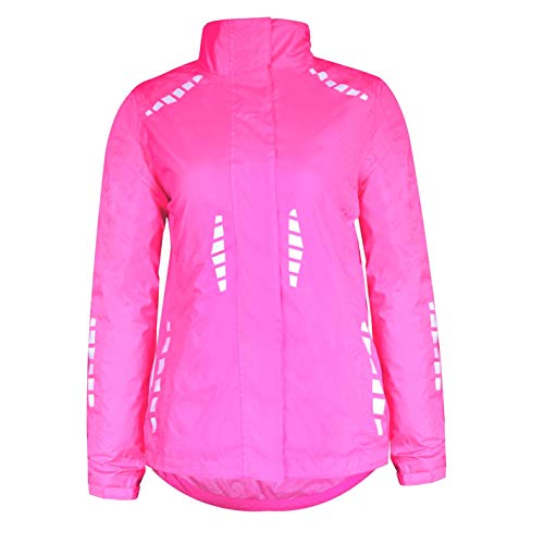 Donnay Womens Reflective Jacket Running Coat Top Flou Pink 14 (L)