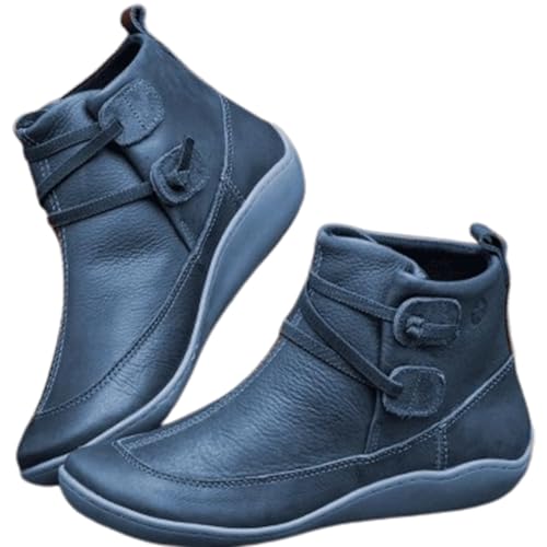 Bottines plates et solides en bleu taille 37 avec finitions de qualité supérieure