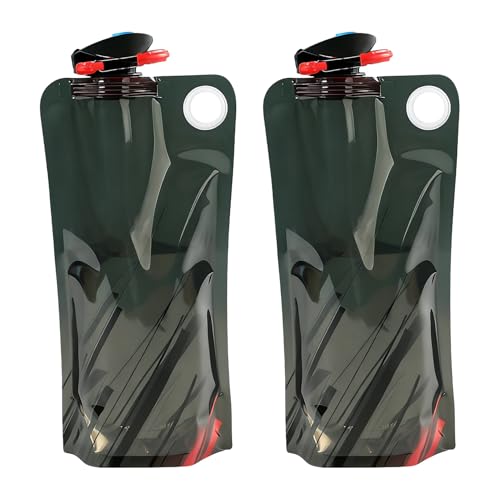 2 Stück Faltbare Trinkflasche,Trinkflasche Faltbar,Festival Wasserflasche Bottle,Wasserbeutel Water Karabiner,Flasche Trinkbeutel Zubehör,Camping Mit Foldable Faltflasche,Outdoor-Camping Portable
