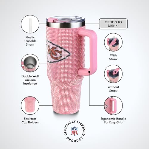Image of The Memory Company Officially Licensed 40oz Pink Bling Game Day Tumbler, Kansas City Chiefs