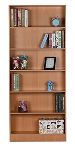 Image of DeckUp Muvo 6-Shelf Engineered Wood Book Shelf and Display Unit (Bavarian Beech, Matte Finish)