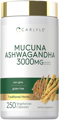 Carlyle Mucuna with Ashwagandha | 250 Capsules | Mucuna Pruriens Supplement