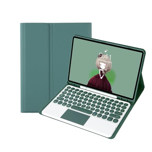 Teclado para iPad Pro 12.9 con funda de cuero verde oscuro extraíble YSJX