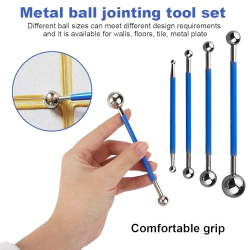 9 Stück Fugenglätter Set,Werkzeug Schaber Kit,4 Doppelend Fugenrobbe und 5 Fugen Abzieher,Silikonfugen Abzieher aus Edelstahl,Wiederverwendbar,Caulking Werkzeug Kit für Badezimmer,Küchenfliesen