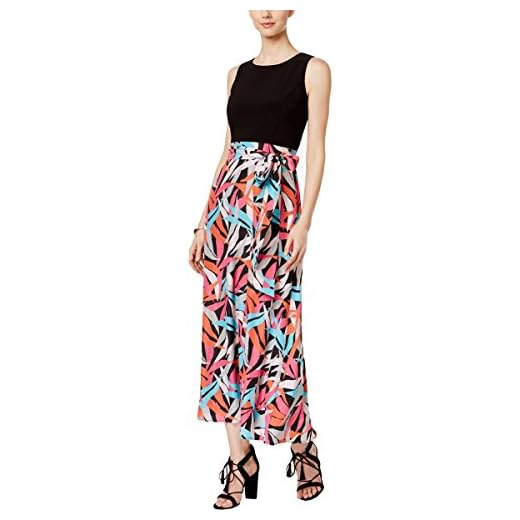 NINE WEST Women's Printed Maxi Dress (12, Black Multi)