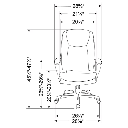 Realspace® Tresswell Bonded Leather High-Back Chair, Black/Silver - Thumbnail 2