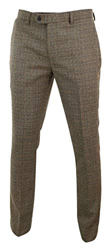 Mens Trousers Tweed Check Vintage Retro Blinders Tailored Fit 1920s2