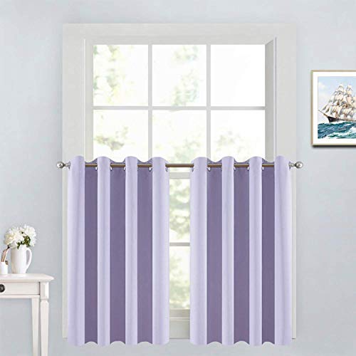 Yakamok Lilac Blue Room Darkening Window Curtains 52x36 Inch for Kitchen