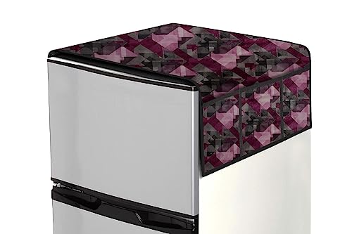 Image of Stylista Refridgerator top Cover Suitable for Samsung RR23C2F24S8 /HL, 215 Liter Fridge, Dimension (WXD) 71x109 CM, Chekered Pattern Maroon