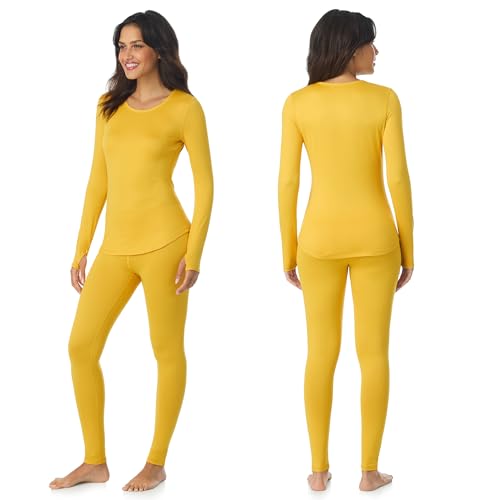 Image of Cuddl Duds Lightweight 2 Piece Active Base Layer Matching Sets for Women | Everyday Activewear, Long Sleeve Top & Leggings, Gym Workout & Fitness Clothes, Breathable Moisture Wicking Travel Lounge Set