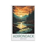 HSAEYITF Adirondack Mountains Vintage Travel Poster 08x12inch(20x30cm) Canvas Art Poster And Wall Art Picture Print Bedroom Decor