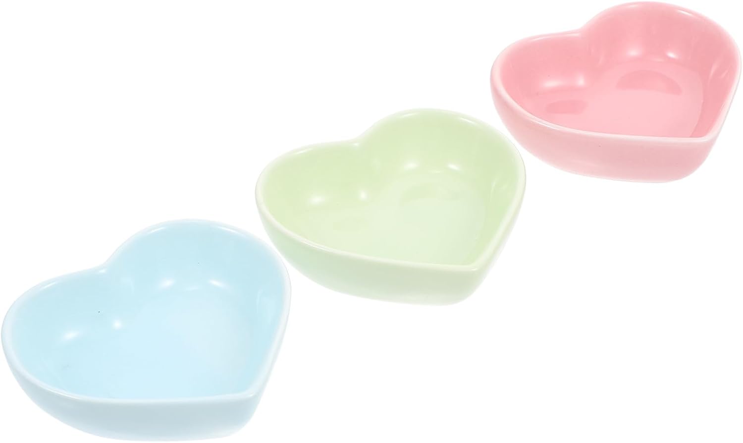 3pcs Heart-Shaped Ceramic Feeding Bowls Reusable Pet Food Storage Containers for Hamsters Squirrels and Small Animals Washable and Non-Tipping Pet Feeder Bowls for Small