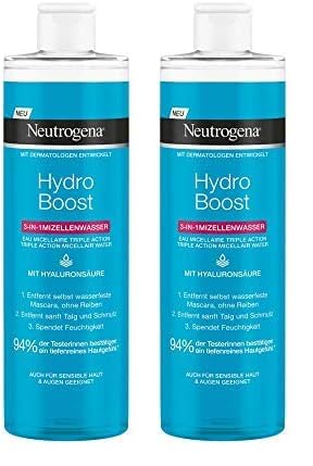 Neutrogena Hydro Boost 3-in-1 Mizellenwasser/effektive & sanfte Gesichtsreinigung / 2 x 200ml, 400 ml (Packung mit 2)