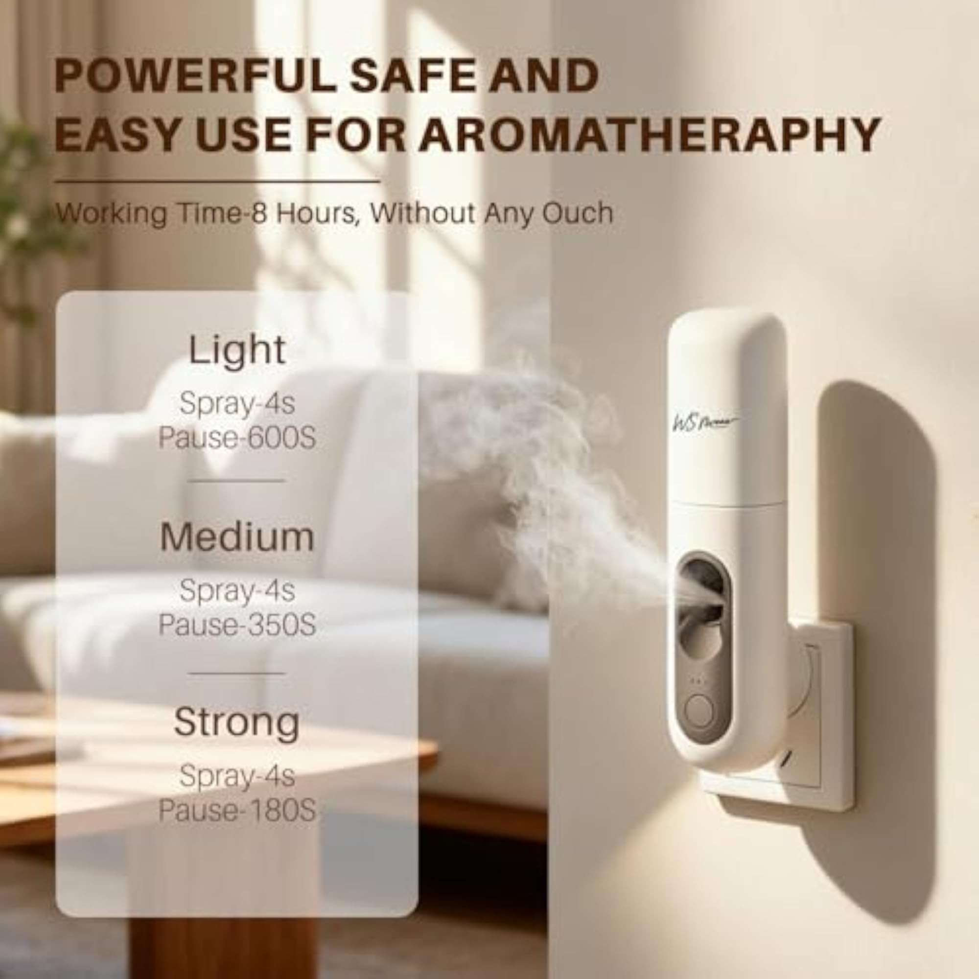 Portable Wall Plug-in Essential Oil Diffuser, Waterless