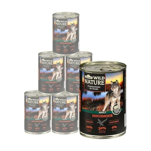 Dehner Wild Nature Hundefutter Adult, Hochmoor, 6 x 400 g (2.4 kg)